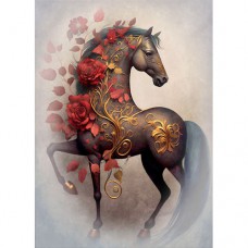 DUTCH LADY DESIGNS GREETING CARD Floral Horse 3